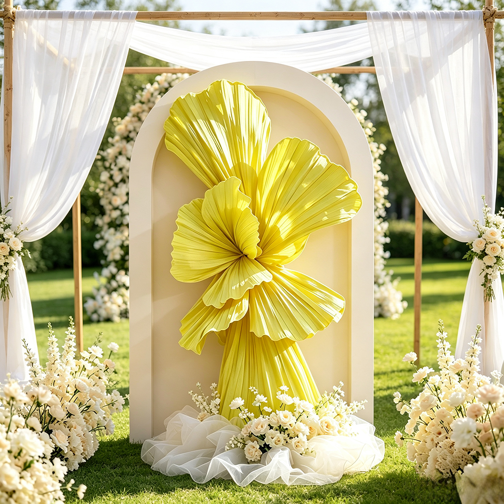 Flowerva Bright Yellow Curve Sculpture Wedding & Event Decor