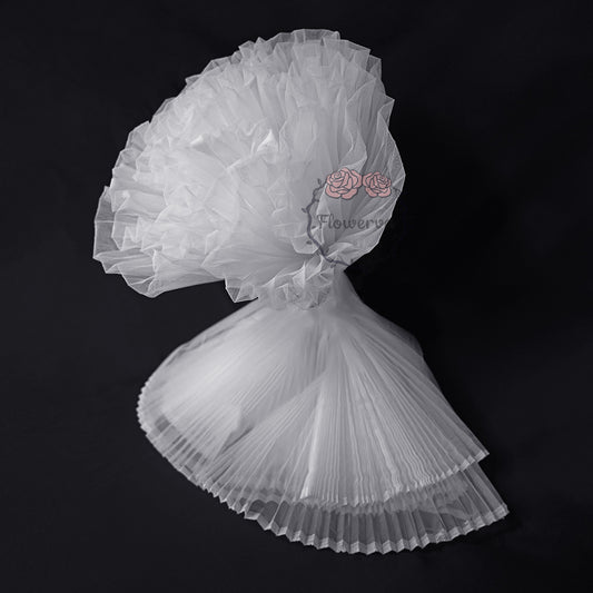 Pure White Organza Pleated Fabric Bouquet