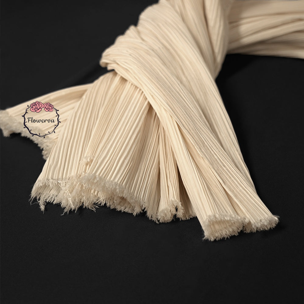 Flowerva Beige Flowerva Pleated Decoration Printmaking Fabric