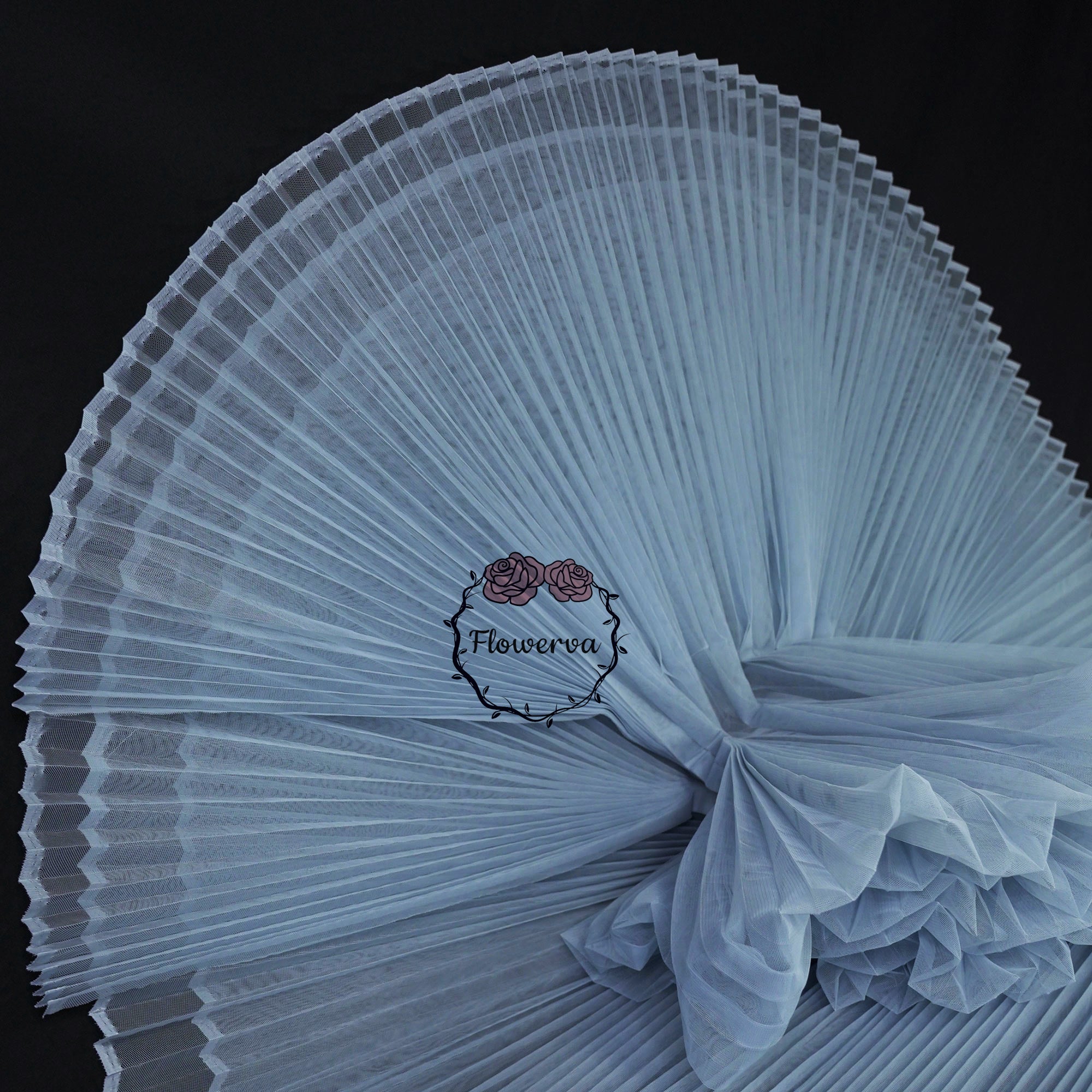 Flowerva Grayish Blue Great Pleated Organza Crinkle Fabric 6324