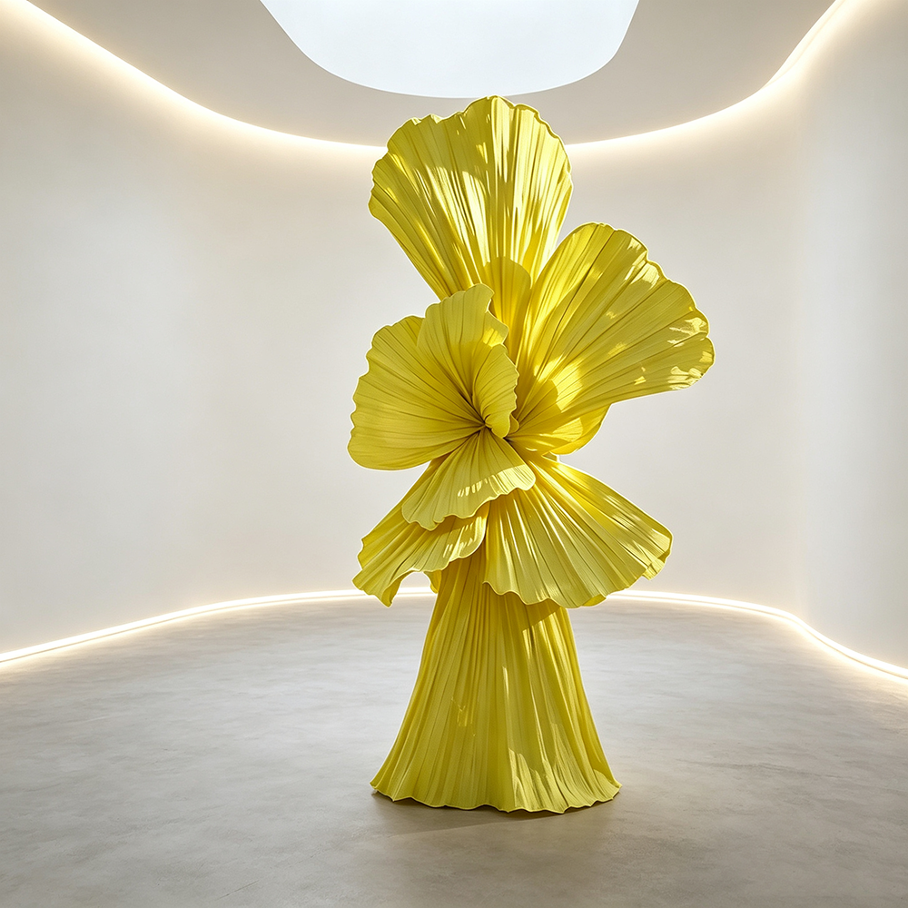 Flowerva Bright Yellow Curve Sculpture Wedding & Event Decor