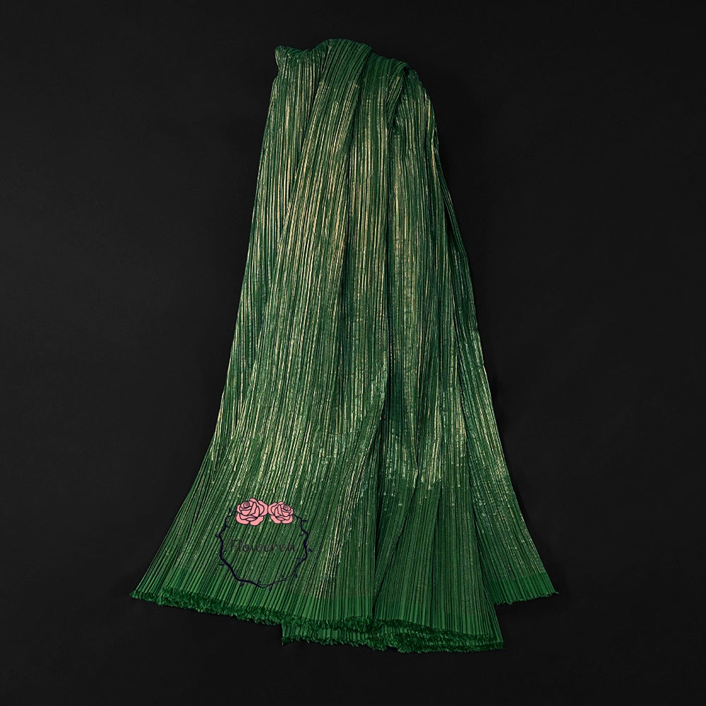 Décoration de mariage de tissu de texture de plissement de ride d'estampillage d'or chaud vert
