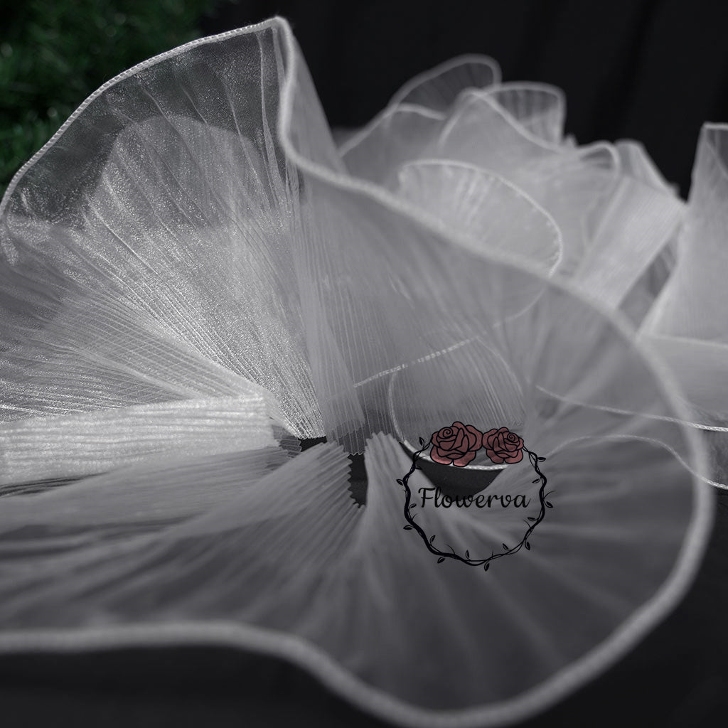 Tissu décoratif plissé transparent de robe de mariée de bord de lotus de grande vague