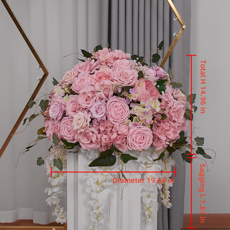 New Electroplated Arch Screen Shelf Decoration Simulation Flower Wedding Scene Layout Props Lawn Wedding Decoration Flower Ball Hanging Flowers