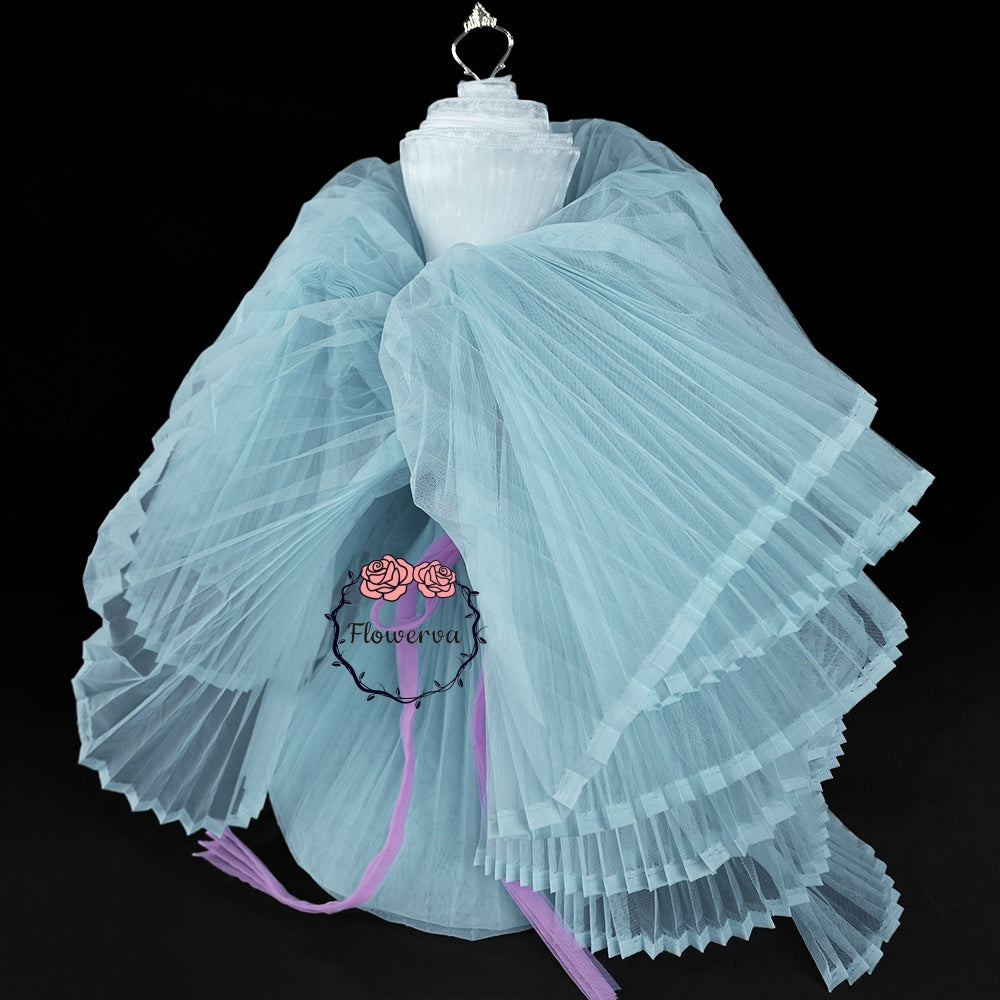 Grand tissu froissé en organza plissé bleu ciel clair 6324