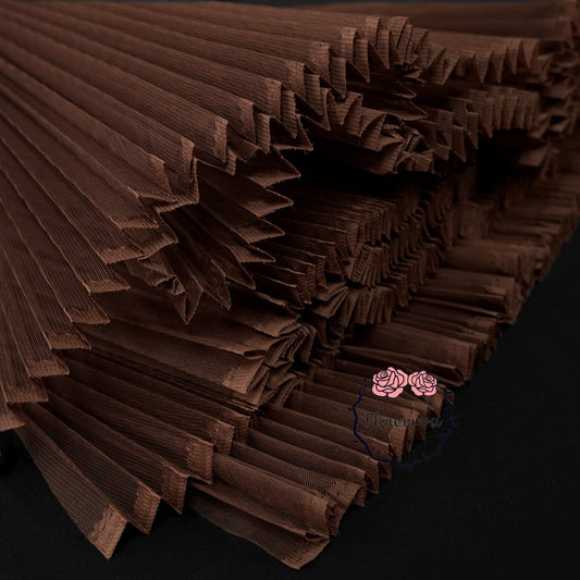 Flowerva Coffee Color Great Pleated Organza Crinkle Fabric 6324