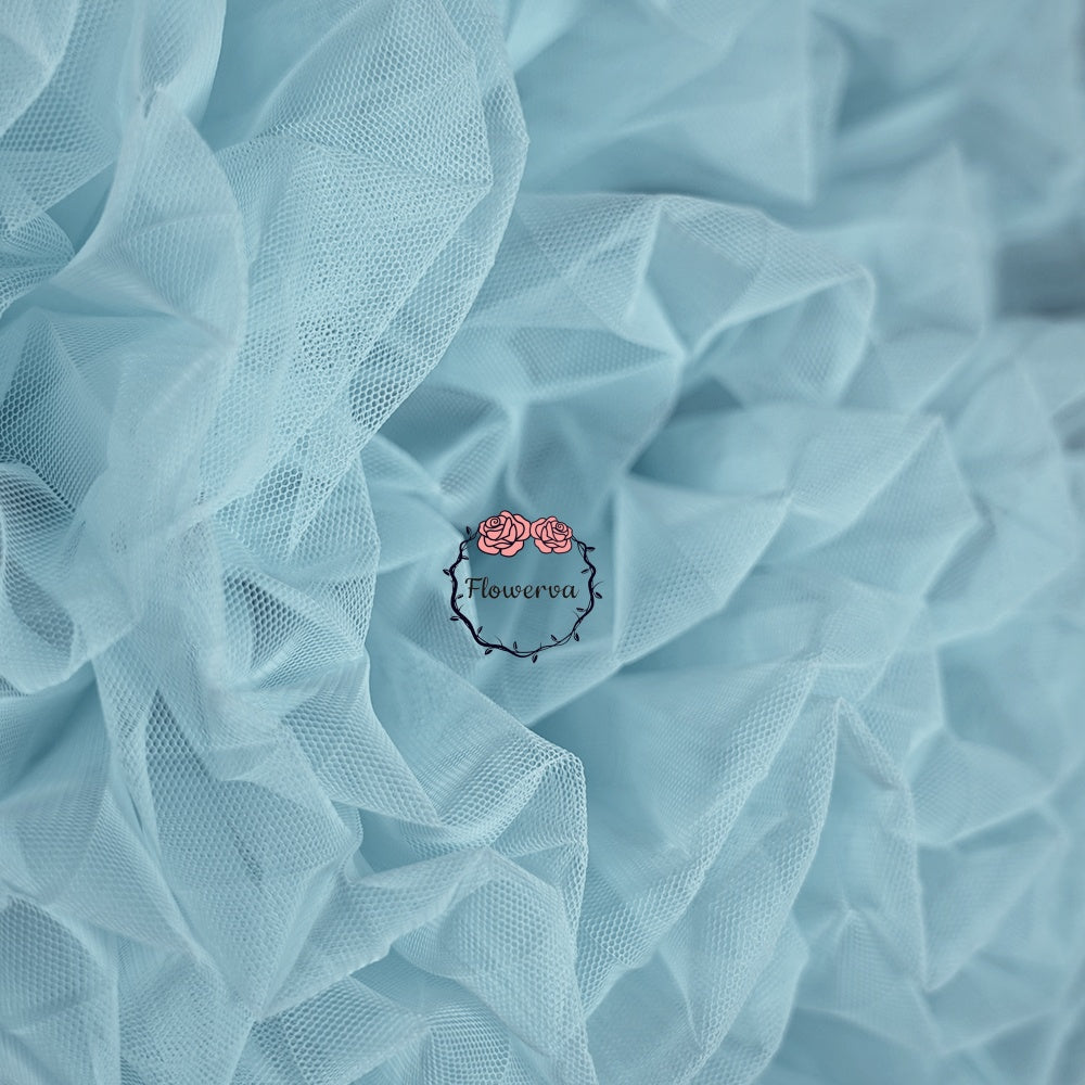 Grand tissu froissé en organza plissé bleu ciel clair 6324