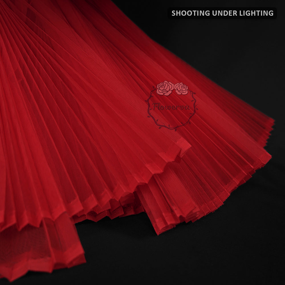 Flowerva Big Red Great Pleated Organza Crinkle Fabric 6324