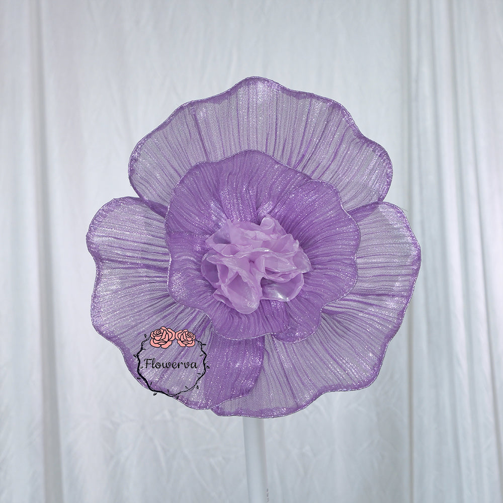 Flowerva Giant Tulle Flower Centerpiece Wedding Decor Pearl Purple