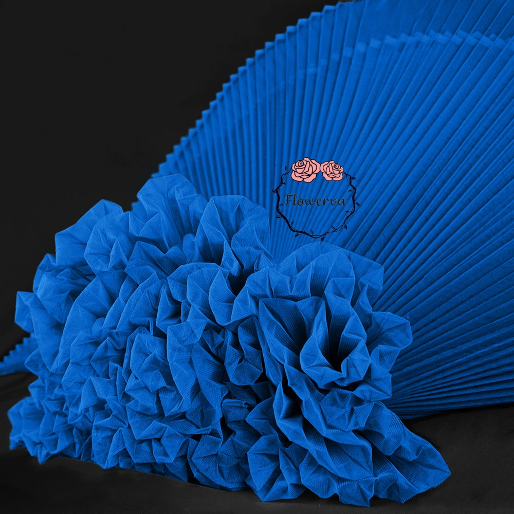Tissu froissé en organza plissé bleu Klein 6324