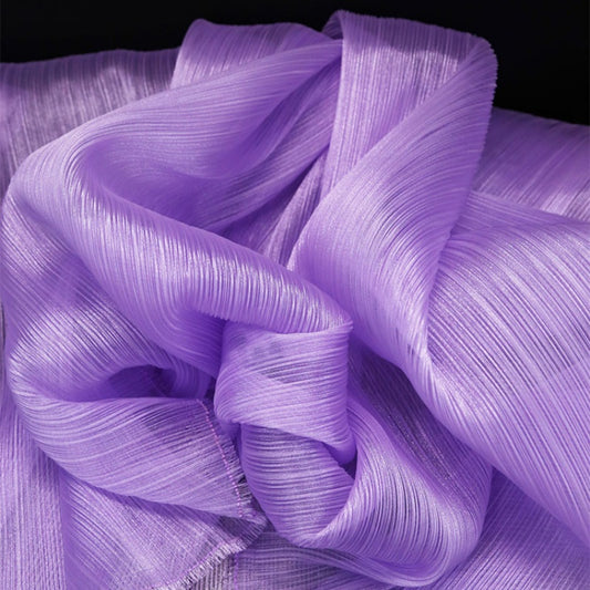 Flowerva Purple Glossy Pleated Texture Wedding Dress Styling Fabric