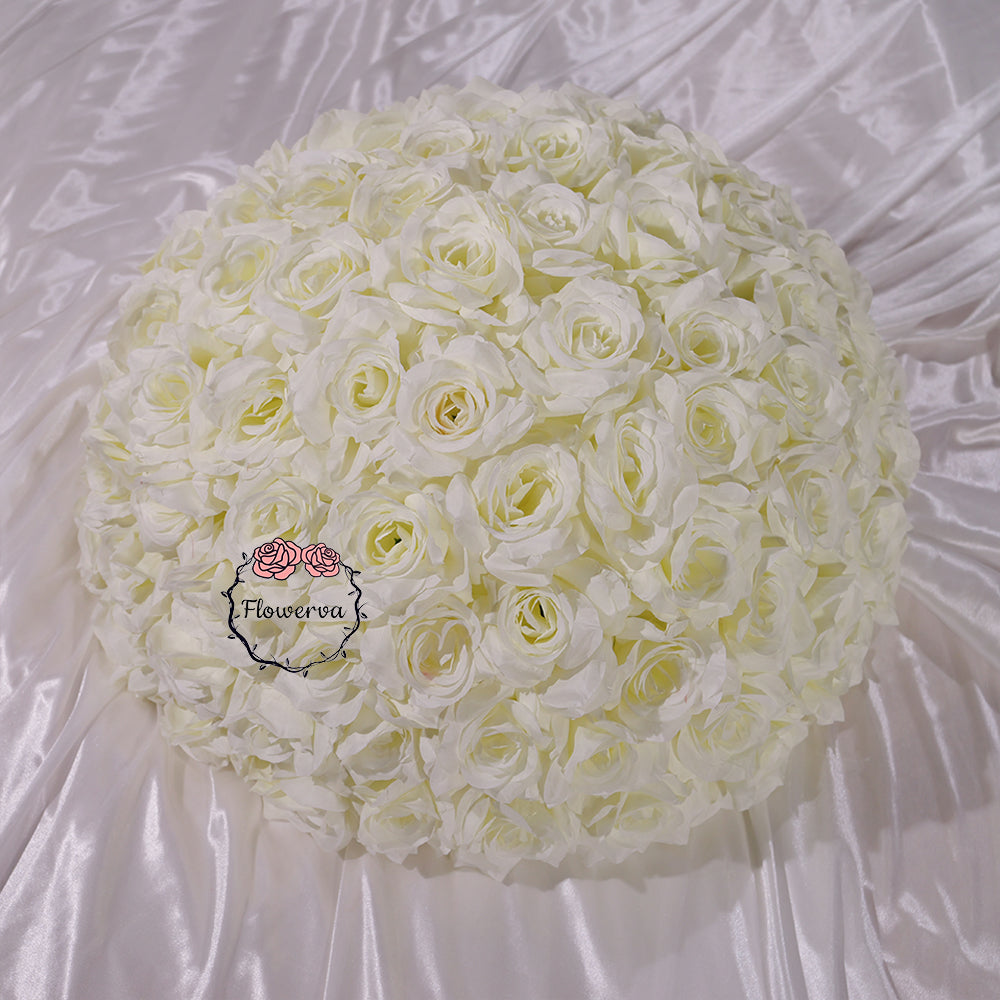 Flowerva 70/60/50/40/30cm White Rose Floral Ball Wedding Party Banquet Table Centerpieces