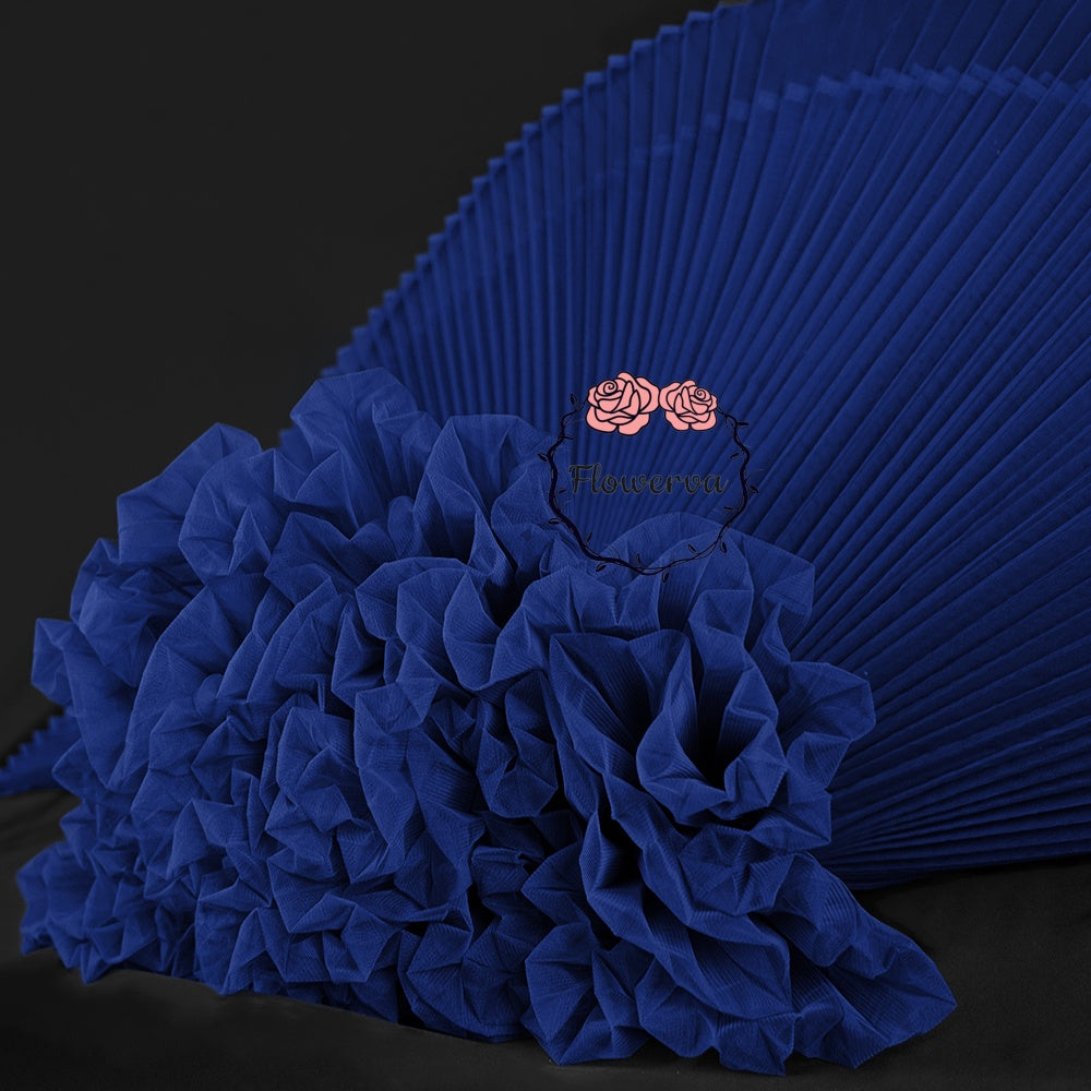 Flowerva Royal Blue Great Pleated Organza Crinkle Fabric 6324