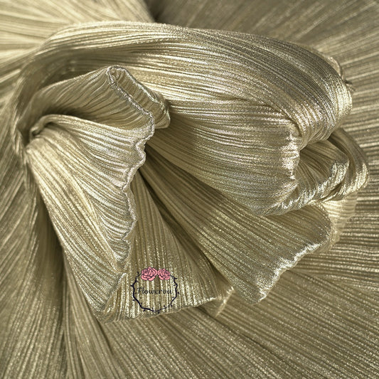 Flowerva Beige Gold Metal Pearl Yarn Texture Wrinkle Fabric Wedding Style Stage Decoration Floral Fabric