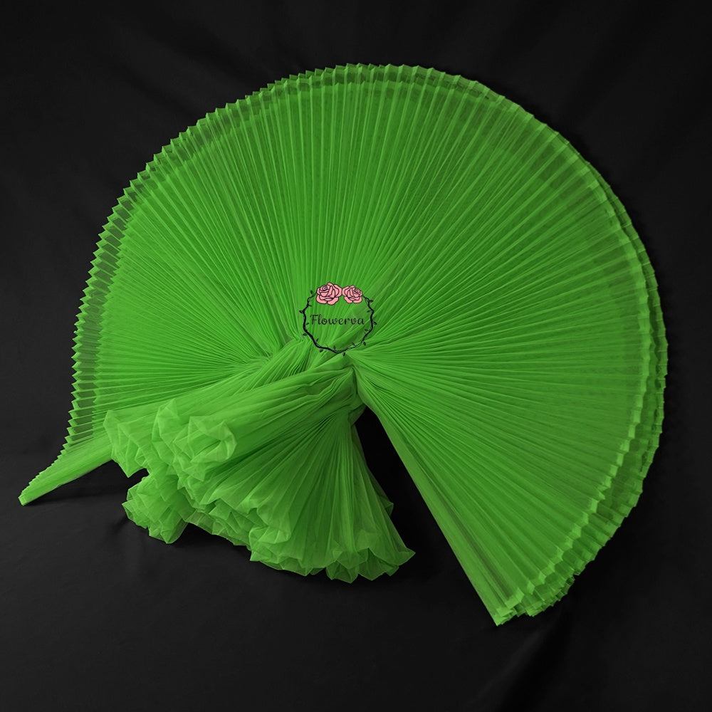 Grand tissu froissé en organza plissé vert herbe 6324