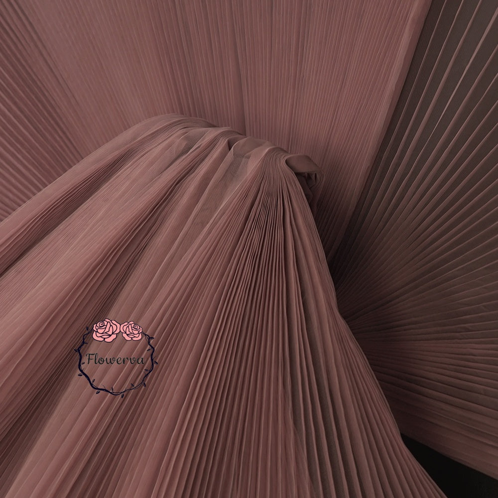 Flowerva Bean Paste Great Pleated Organza Crinkle Fabric 6324