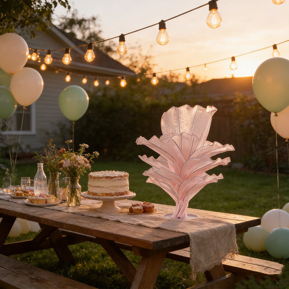 Flowerva Light Pink Table Flower Wedding Decoration (With Base)