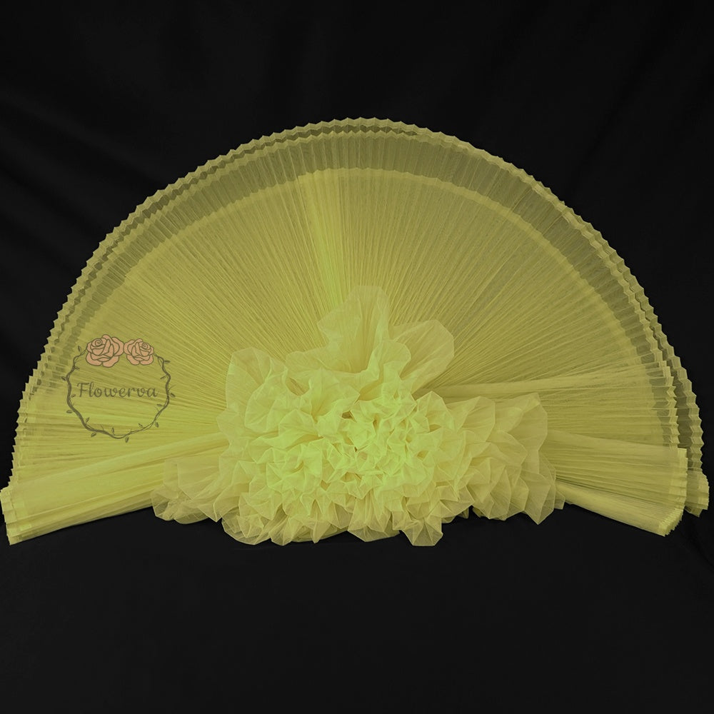 Flowerva Bright Yellow Great Great Organ Pleated Organza Crinkle Fabric 6324