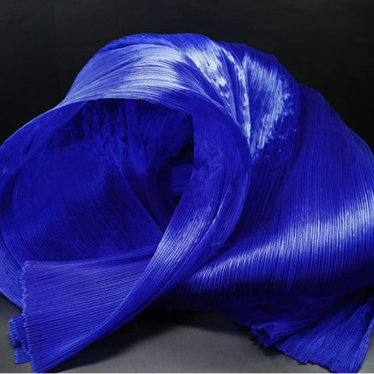 Flowerva Klein Blue Glossy Pleated Texture Wedding Dress Styling Fabric