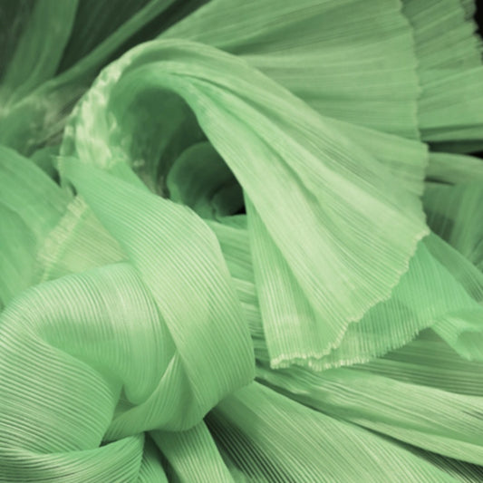 Flowerva Pink Green Glossy Pleated Texture Wedding Dress Styling Fabric