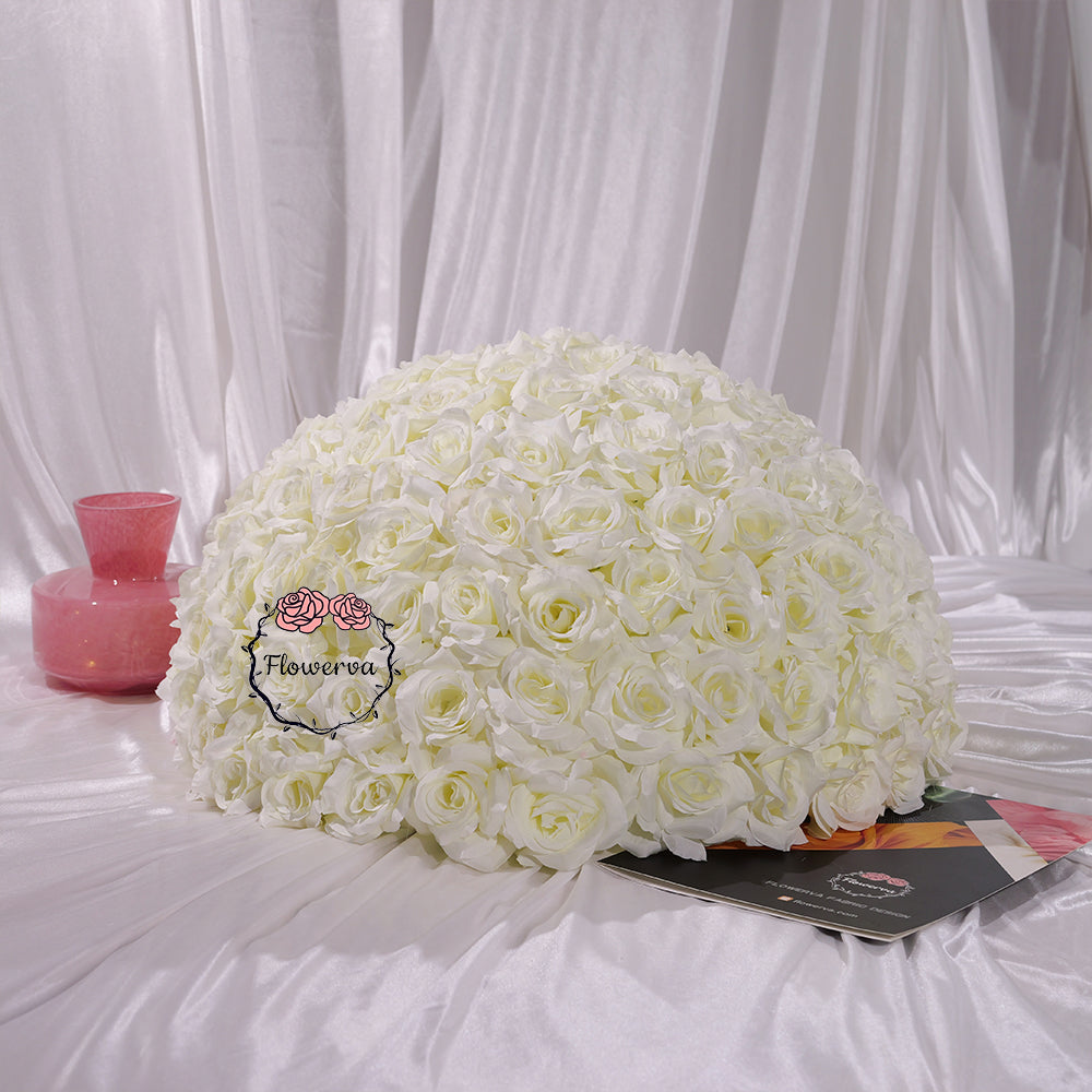 Flowerva 70/60/50/40/30cm White Rose Floral Ball Wedding Party Banquet Table Centerpieces