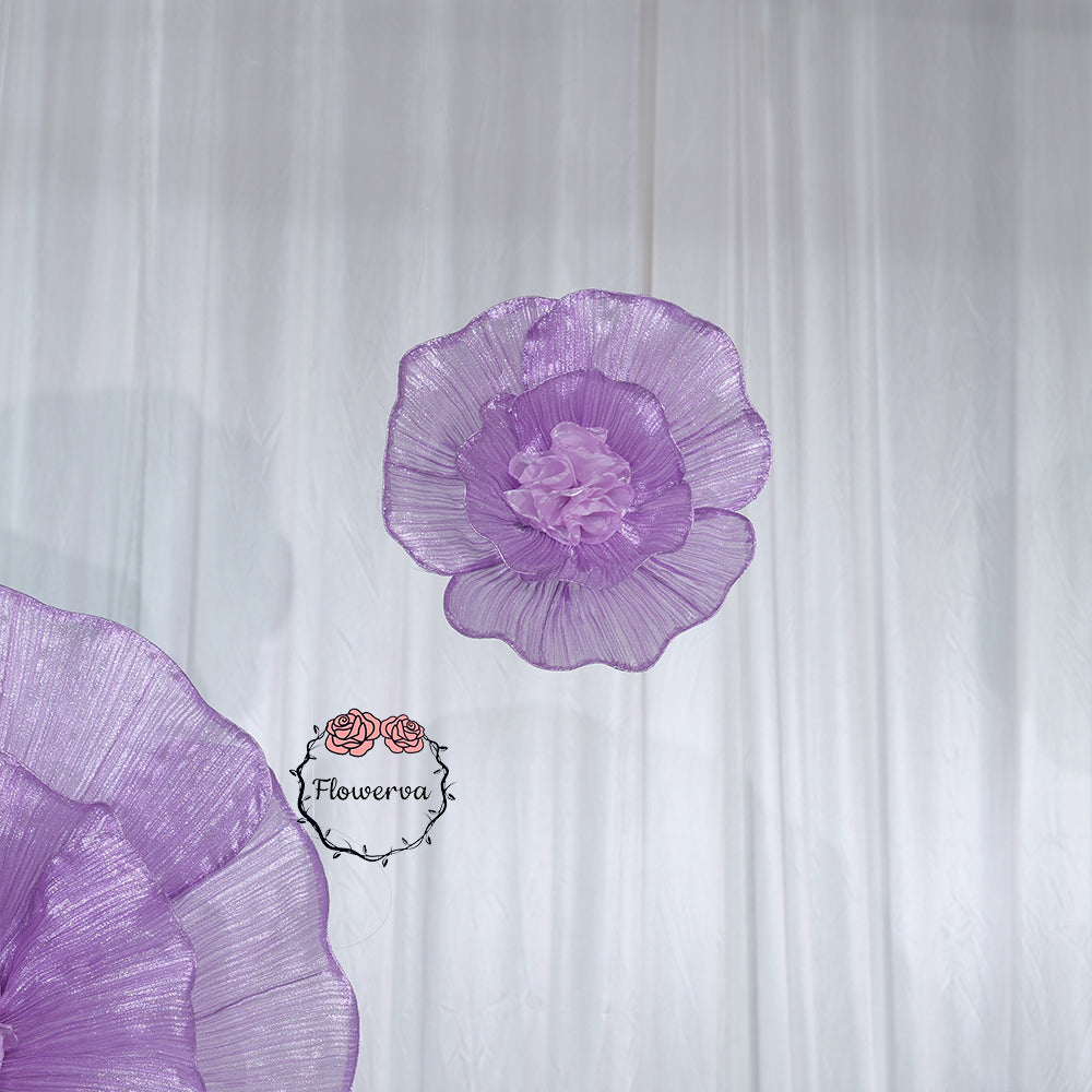 Flowerva Giant Tulle Flower Centerpiece Wedding Decor Pearl Purple