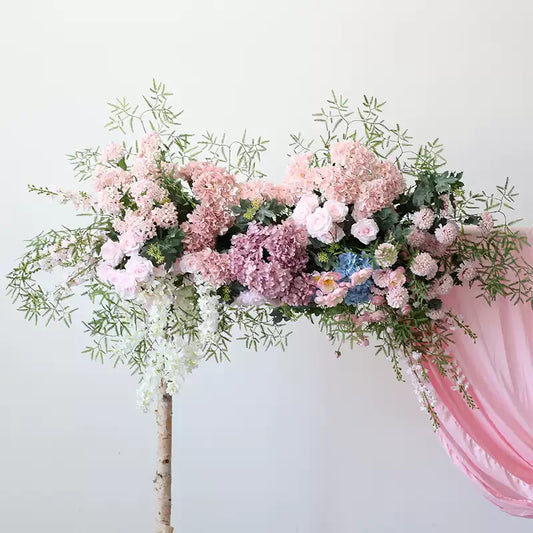 Flowerva Pink Arch Floral Arrangement Set Wedding&Party&Stage Window Decoration