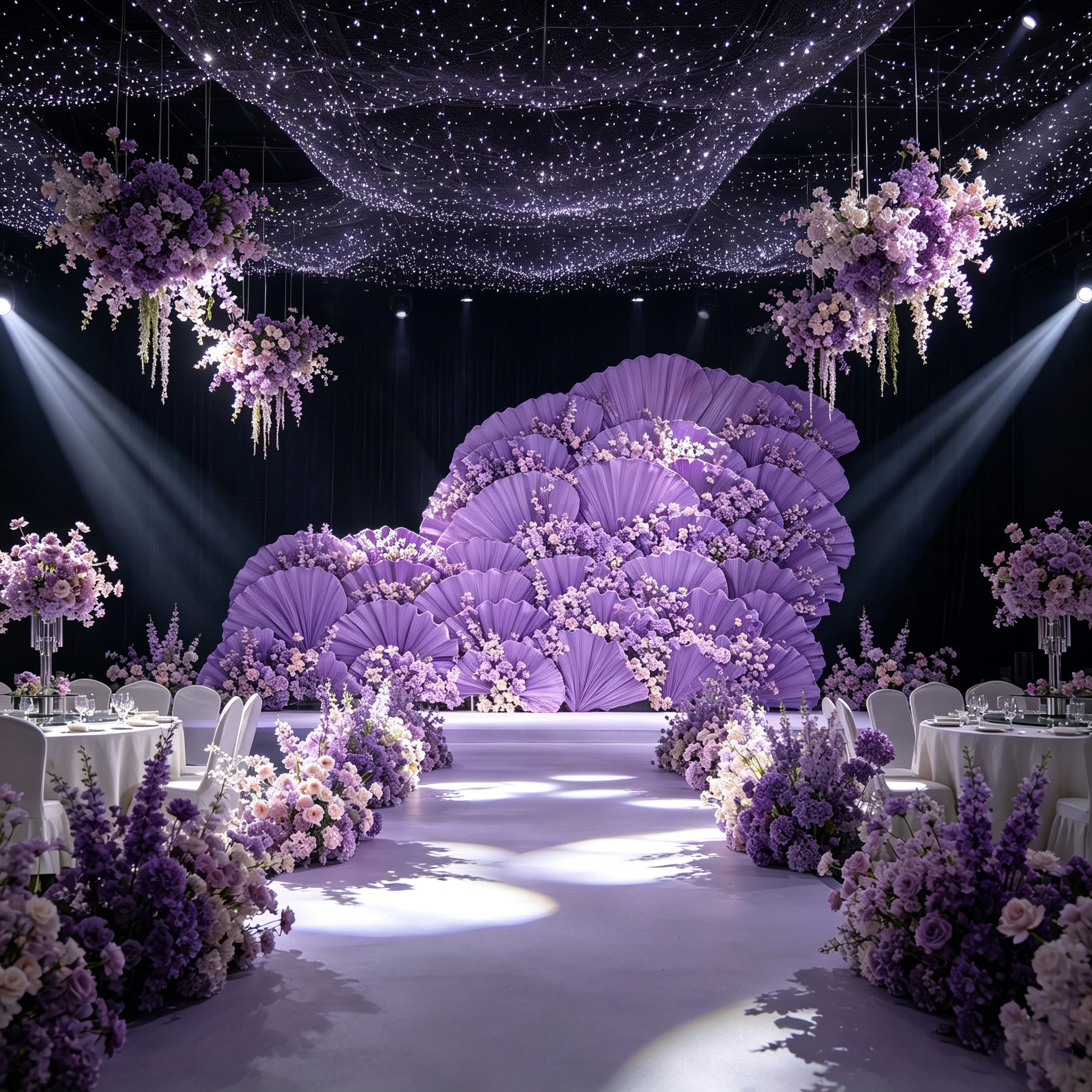 Flowerva Giant Crystal Purple Petal Wave Wedding Party Decoration