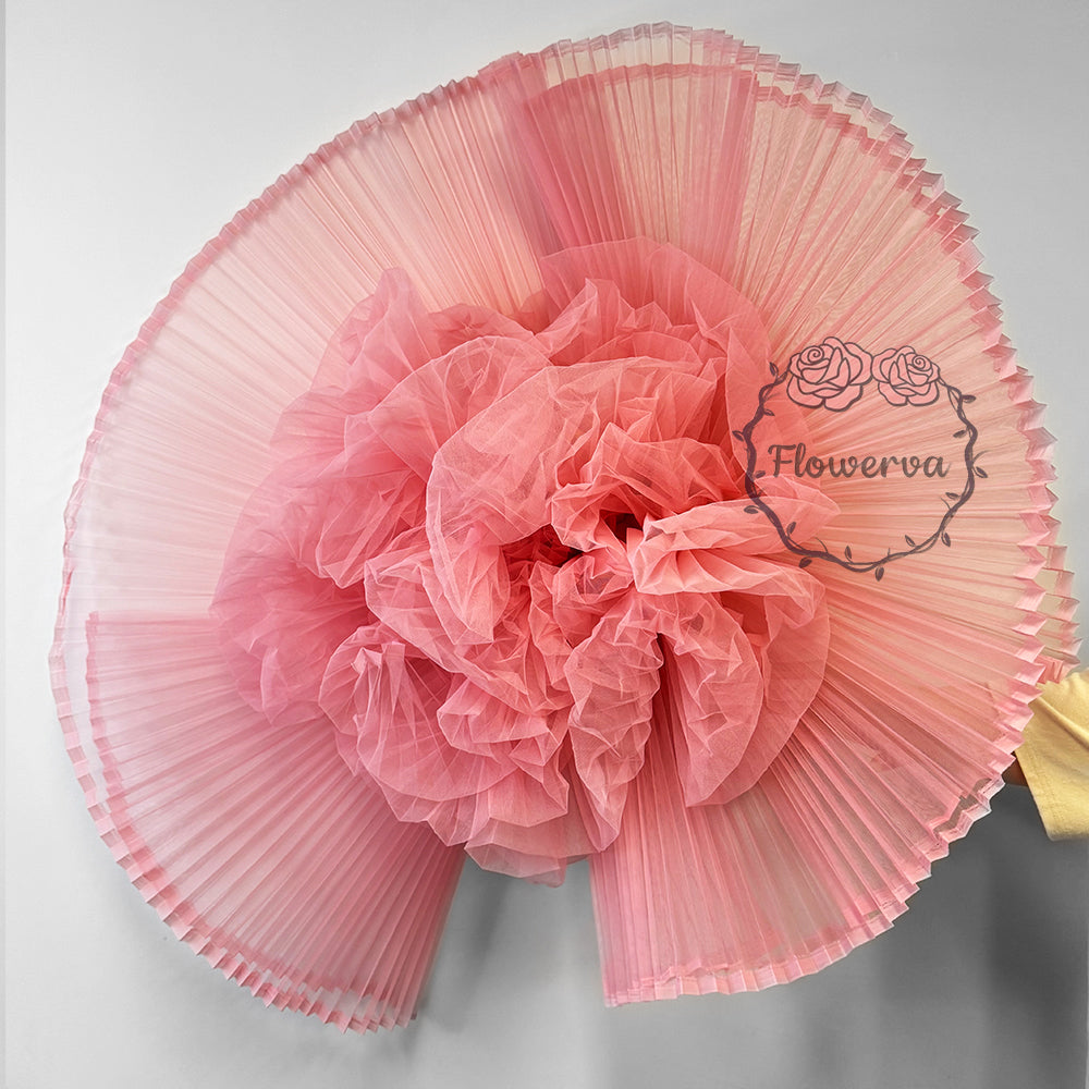 Tissu froissé en organza plissé rose 6324