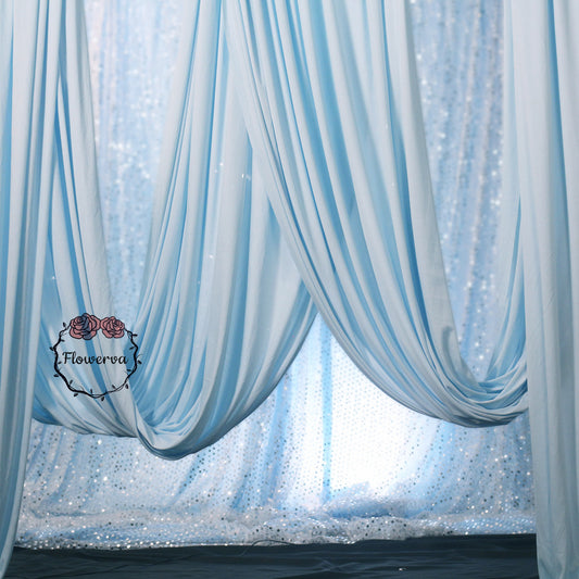 Flowerva Light Blue Milk Silk Elastic Drapery Wedding Scene Decoration