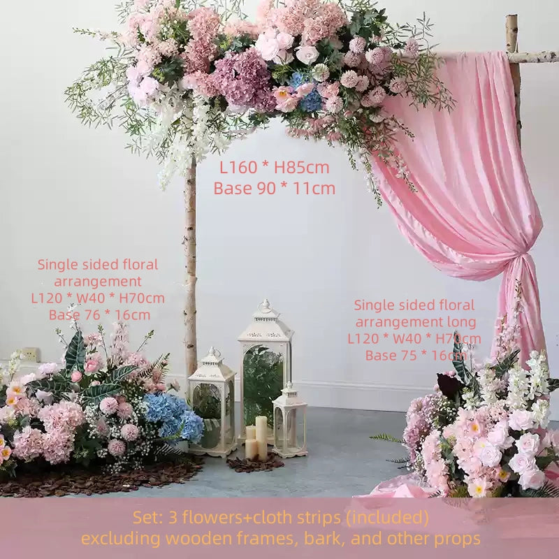 Flowerva Pink Arch Floral Arrangement Set Wedding&Party&Stage Window Decoration
