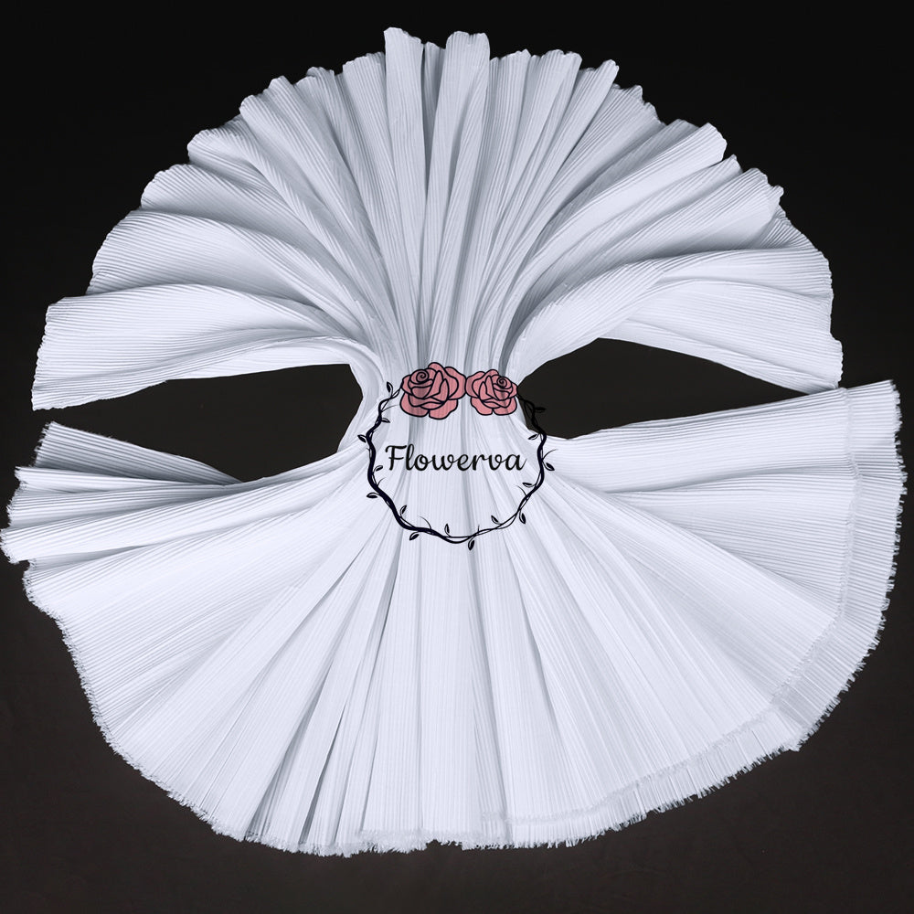 Tissu de gravure de décoration plissé Flowerva blanc