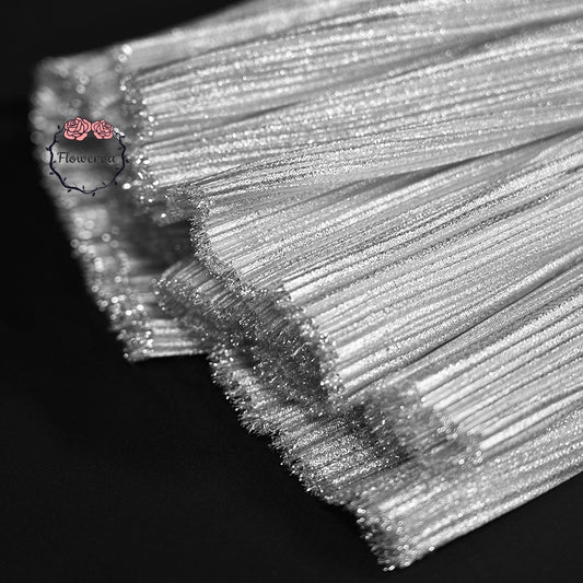 Flowerva Bright Moon Silver Metal Pearl Yarn Texture Wrinkle Fabric Wedding Style Stage Decoration Floral Fabric