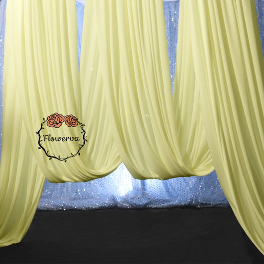 Flowerva Cream Yellow Milk Silk Elastic Drapery Wedding&Party Scene Decoration # 529