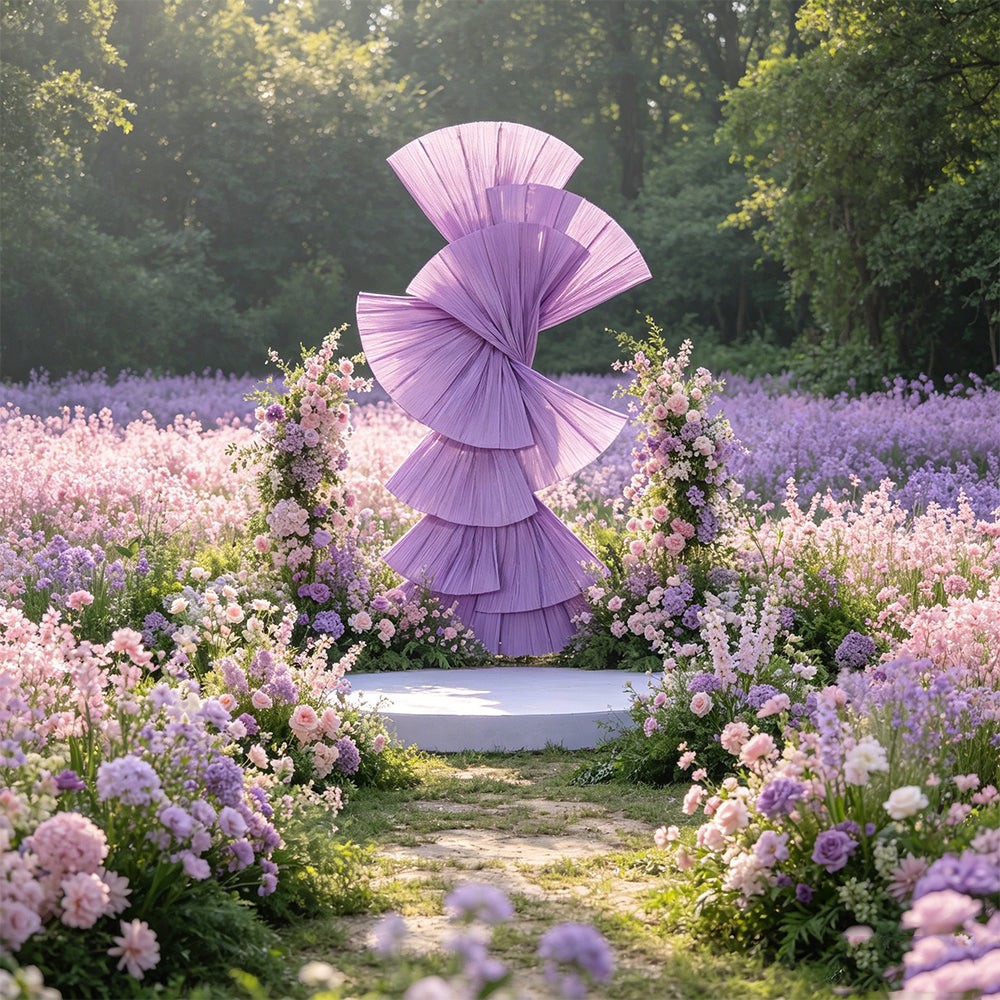 Flowerva Retro Purple Fan Shaped Wedding Decoration
