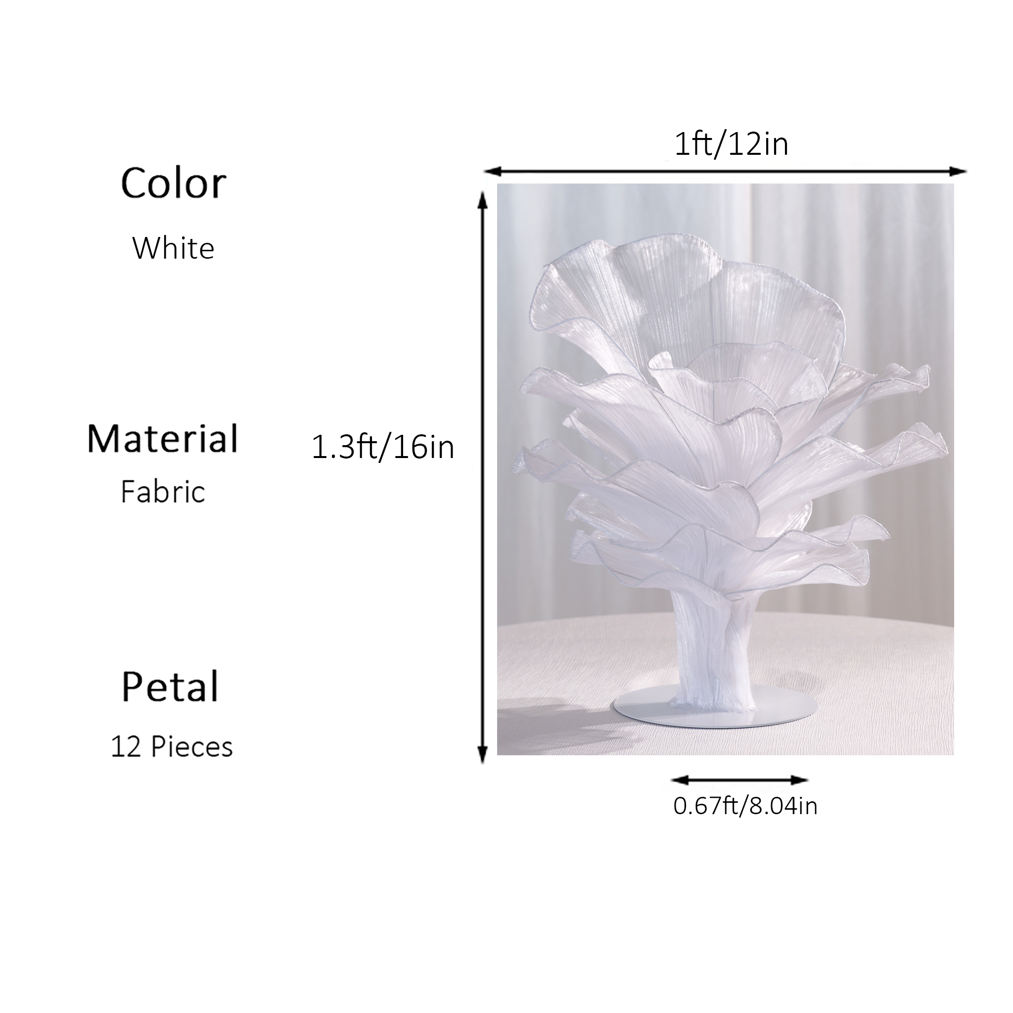 Fabric table centerpiece size guide for wedding and event tables