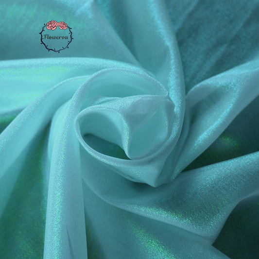 Flowerva Crystal Shining Organza Pearl Lake Blue Wedding Dress /Decoration Design Fabric