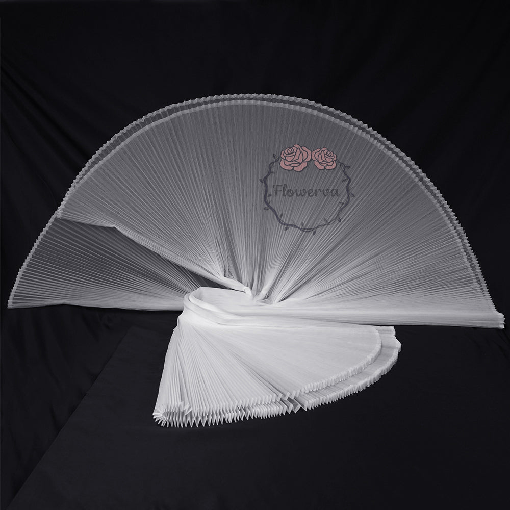 Flowerva White Great Pleated Organza Crinkle Fabric 6324