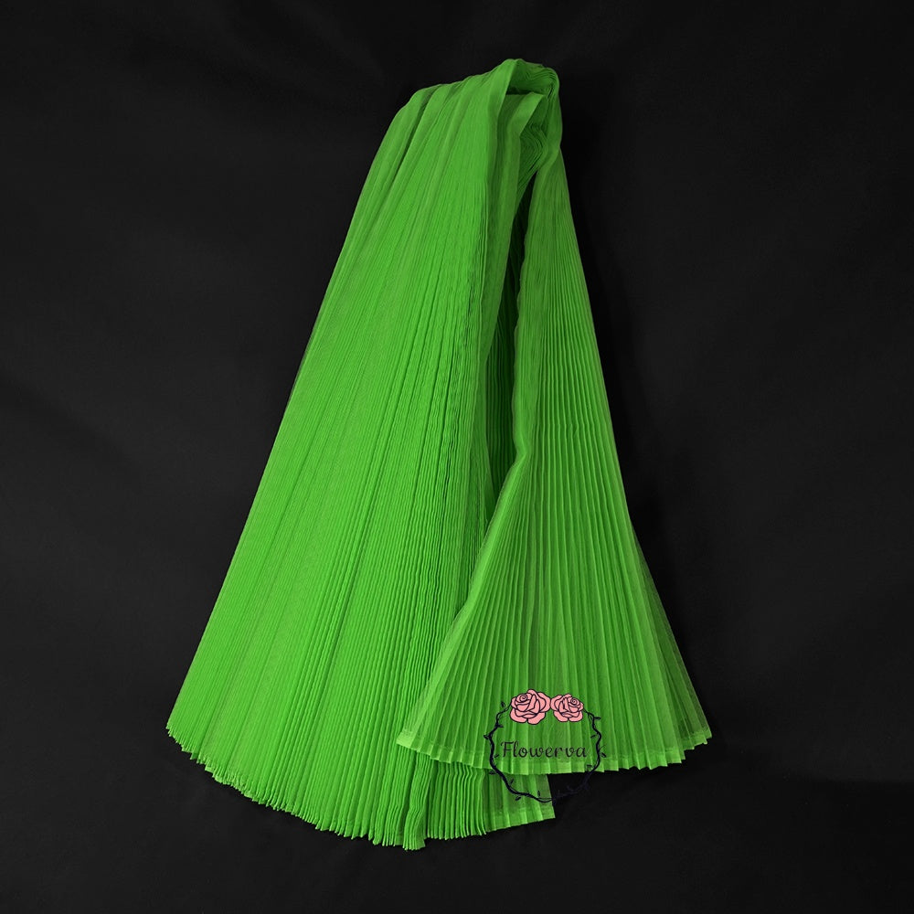 Grand tissu froissé en organza plissé vert herbe 6324