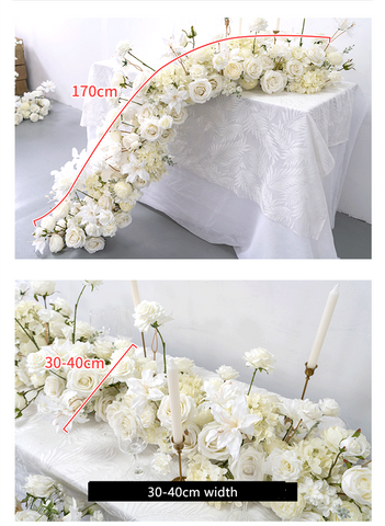 Flowerva Luxury White Wedding Floral Tassel Flower Balls With Candle Holders Banquet Table Centerpieces