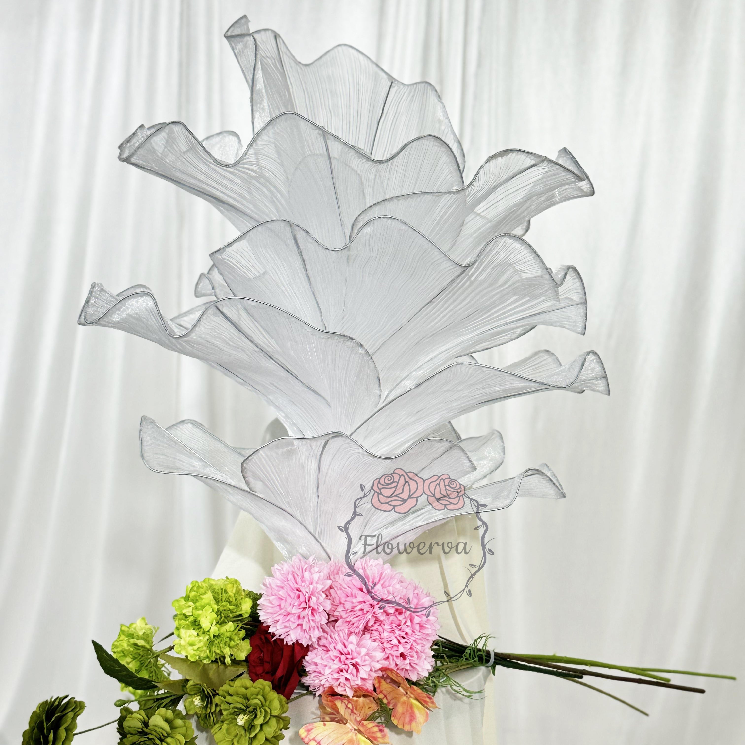 Flowerva Premium Grey Table Flower Wedding Decoration (With Base)