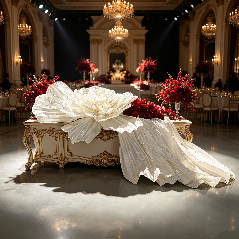 Flowerva Opulent Satin Atelier Installation Wedding Decor