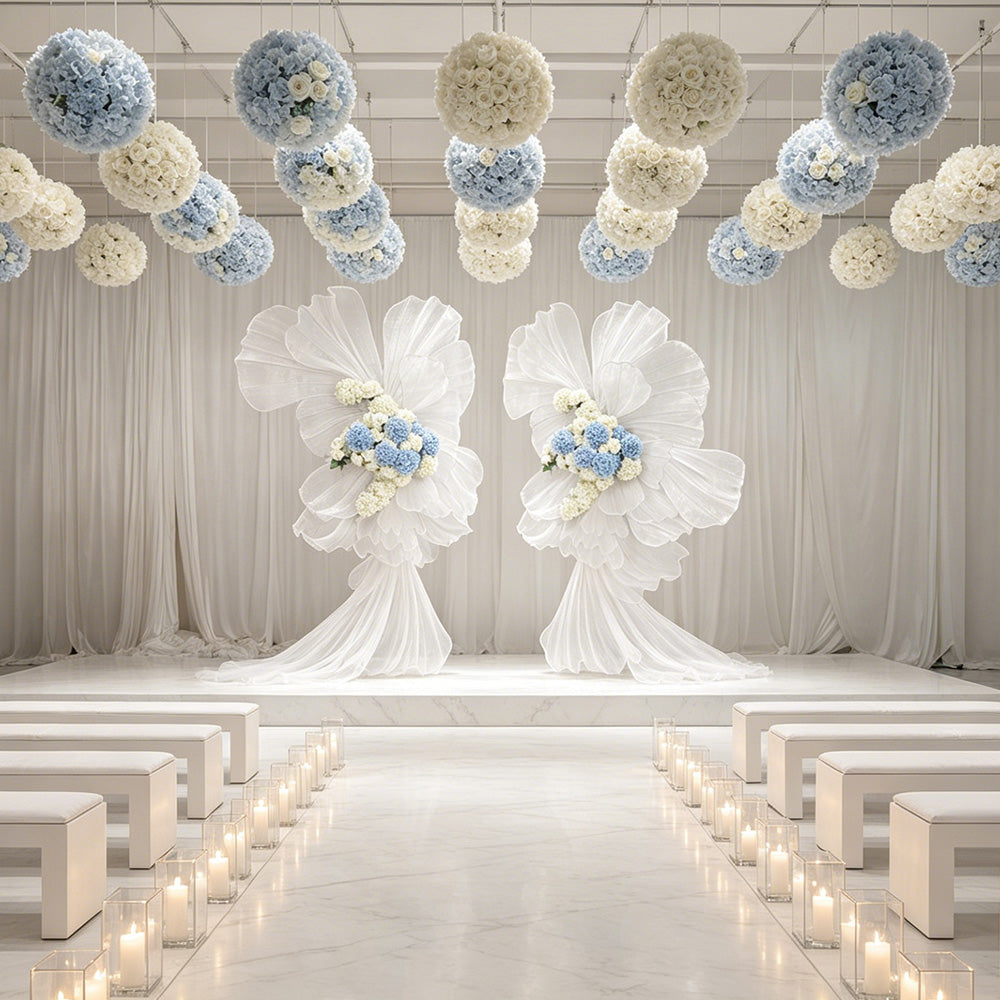 Flowerva White Sheer Fabric Floral Arrangement Decor(without flowers)