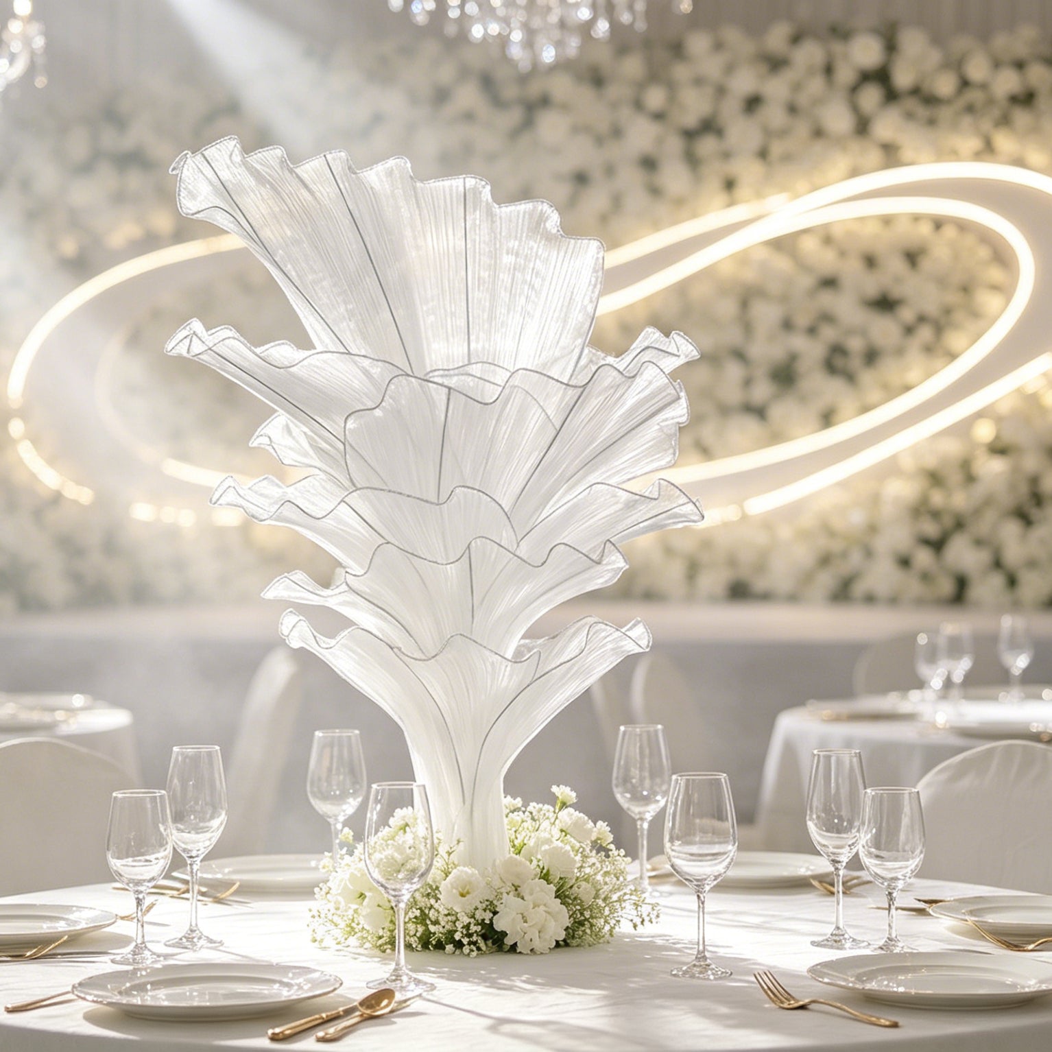 Flowerva Pure White Artistic Wedding Table Decorations
