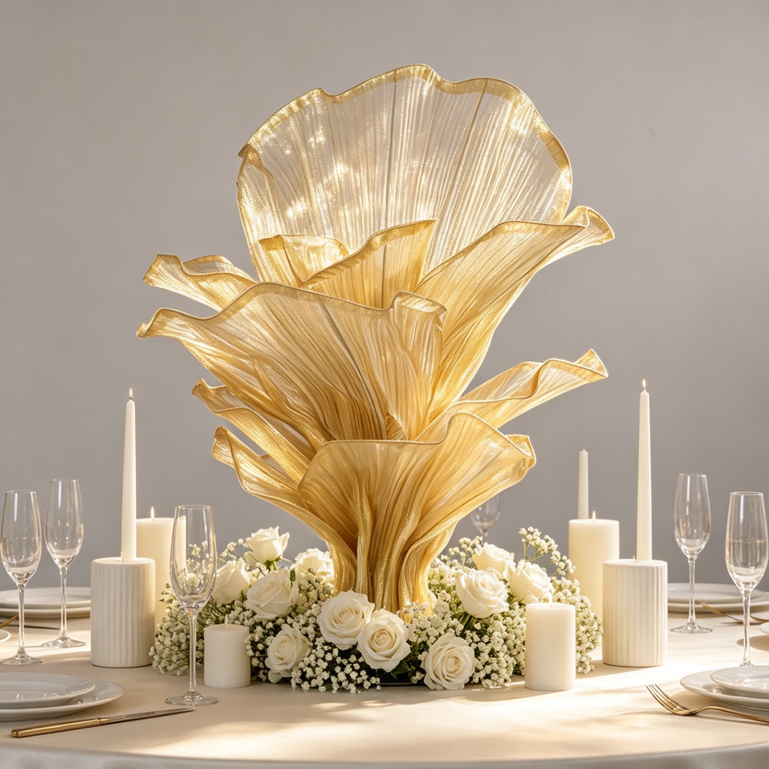 Flowerva Champagne Gold French Vintage Wedding and Home Art Decoration