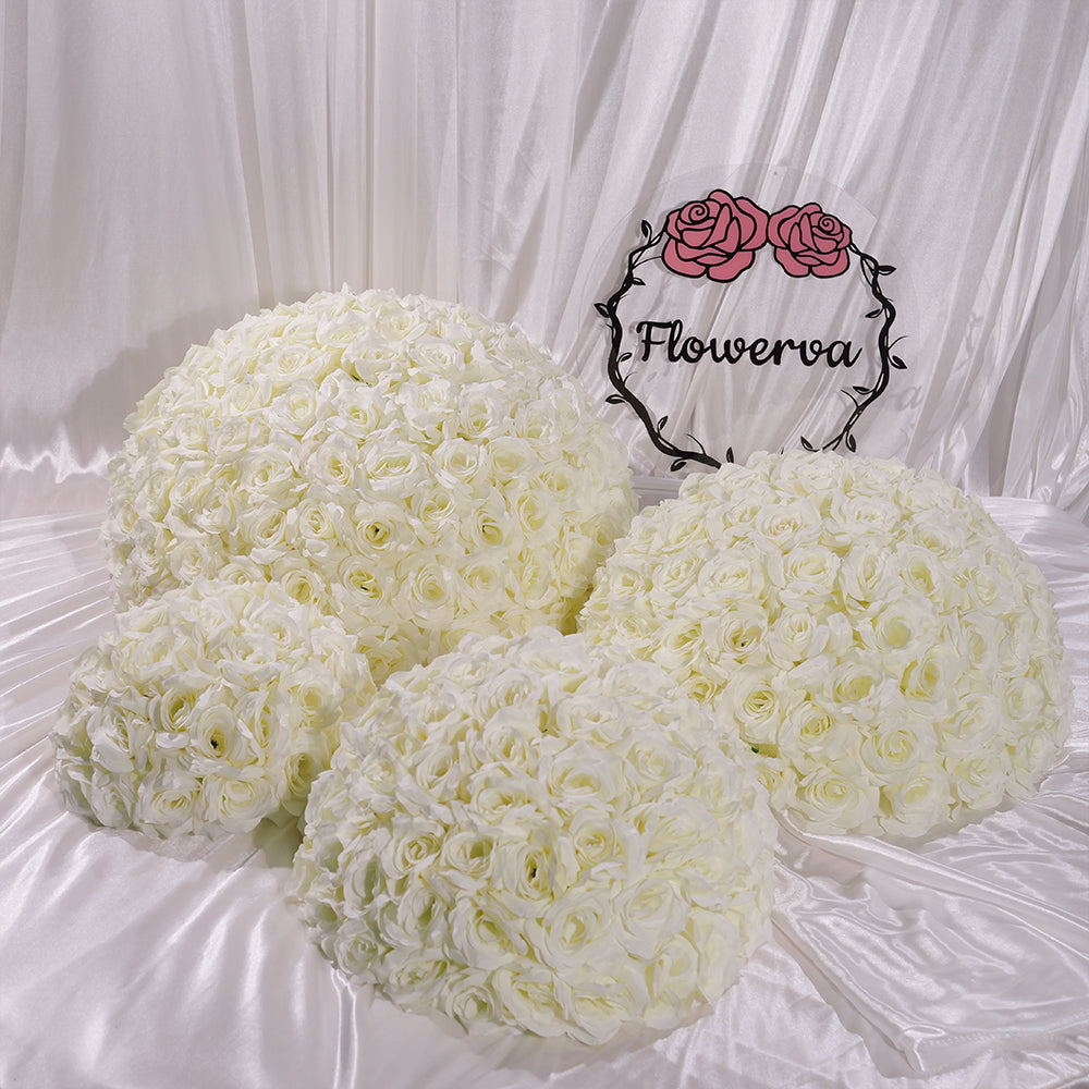 Flowerva 70/60/50/40/30cm White Rose Floral Ball Wedding Party Banquet Table Centerpieces