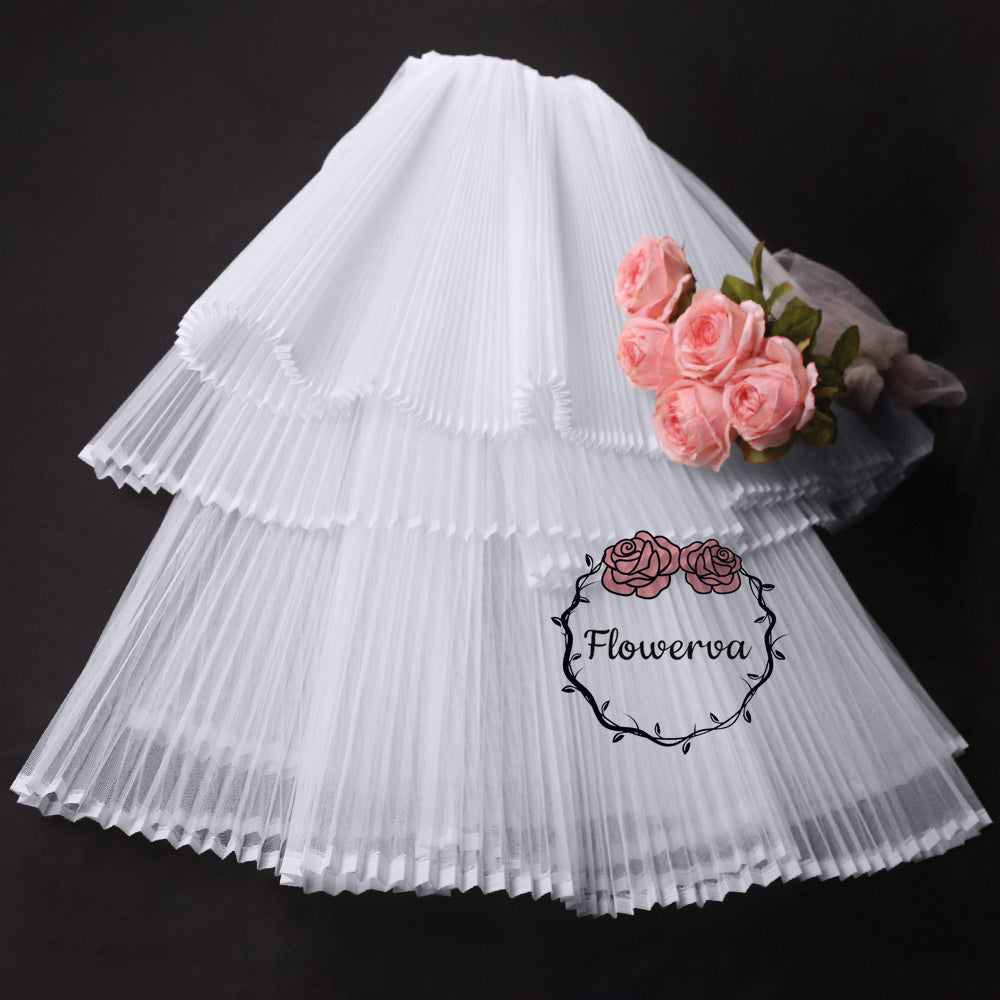 Grand tissu froissé en organza plissé blanc 6324