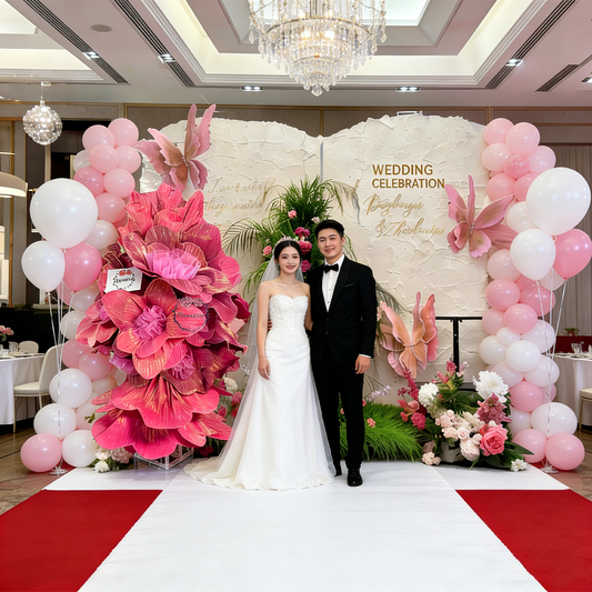 Flowerva Romantic And Passionate Red Purple Cloud Rose Styling Wedding Decor