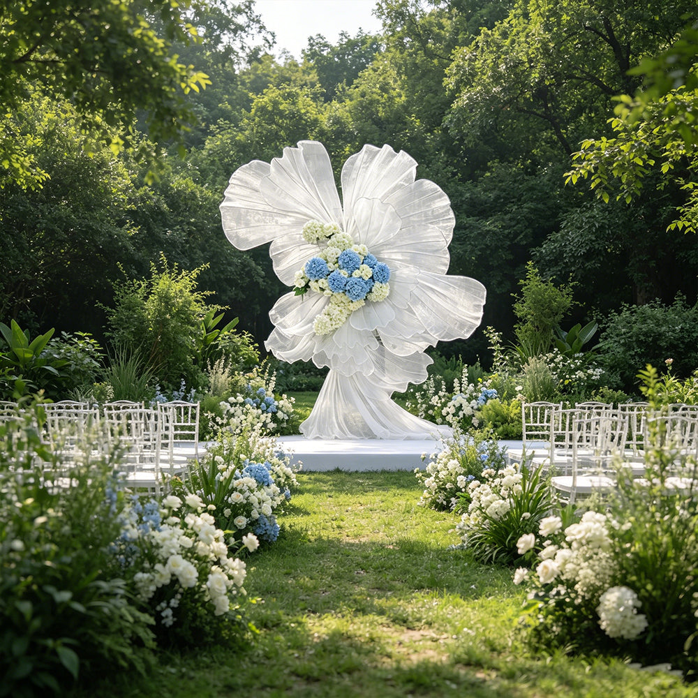 Flowerva White Sheer Fabric Floral Arrangement Decor(without flowers)