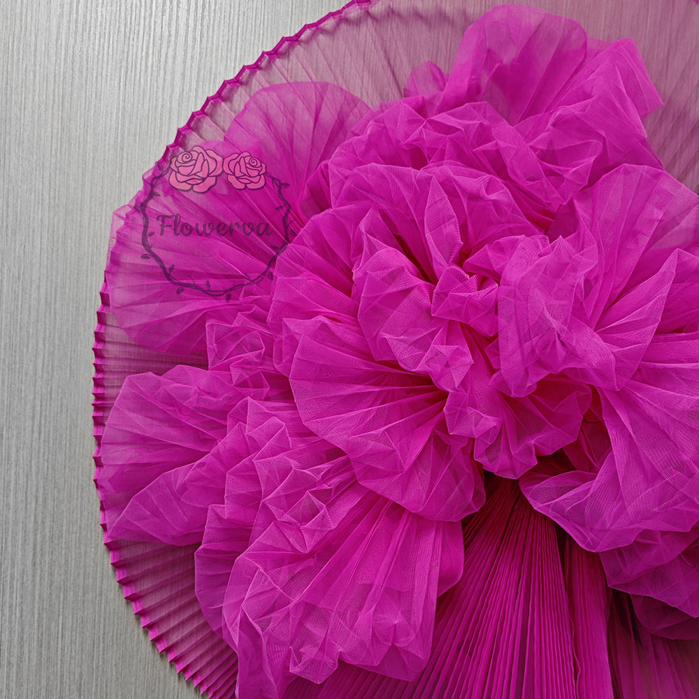 Grand tissu froissé en organza plissé magenta 6324